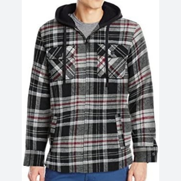 ZARA Flannel Shacket Hoodie Plaid Men XL Button Up Pocket Thick Gorpcore… - Picture 1 of 13